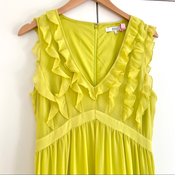 Badgley Mischka Ruffled Tiered Georgette Gown - Picture 4 of 16